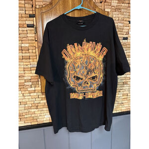 Harley-Davidson Orlando Flaming Skull T-Shirt Mens XL Black Double Sided 2018